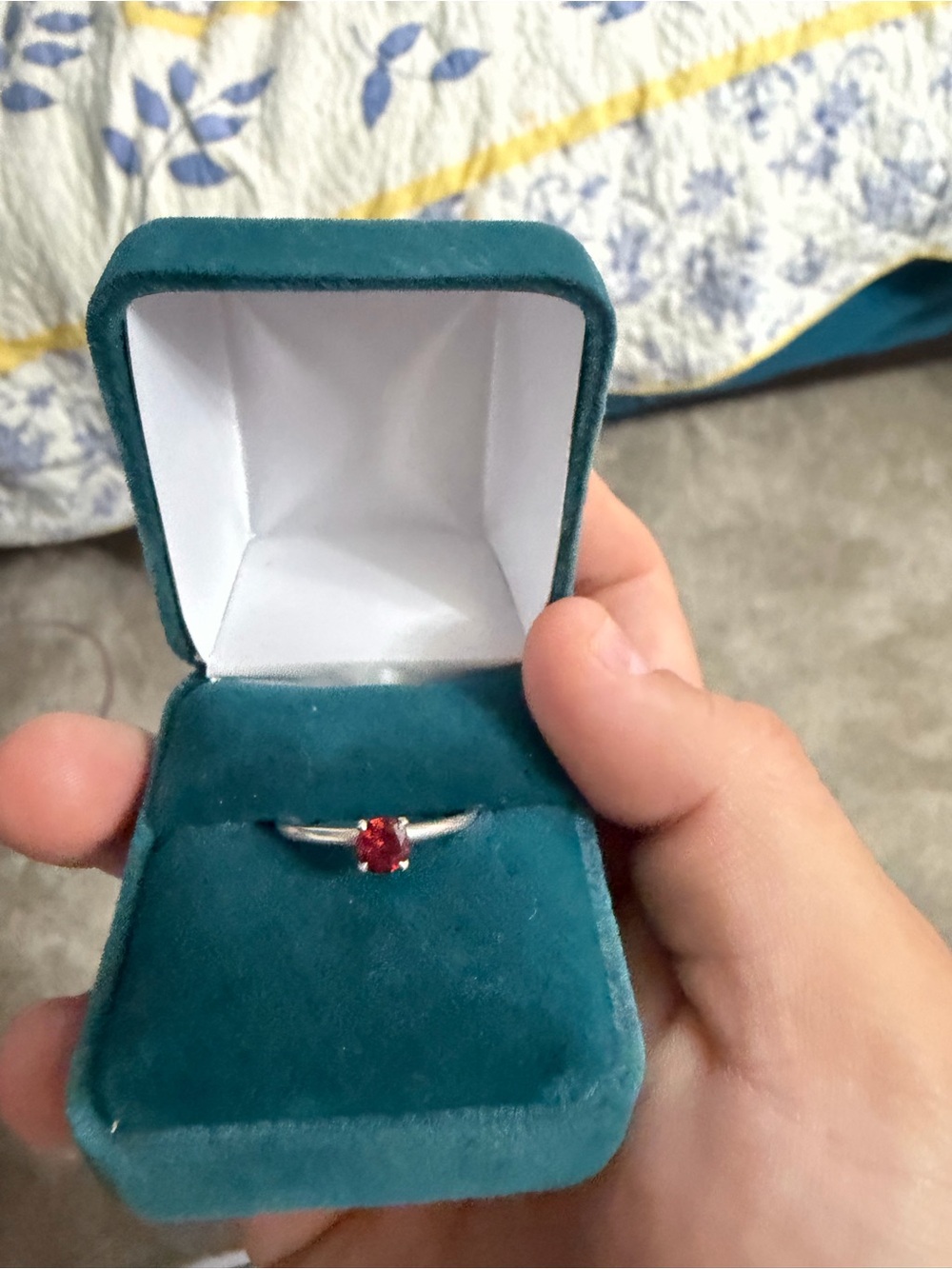Classic Silver Ring with Red Gemstone